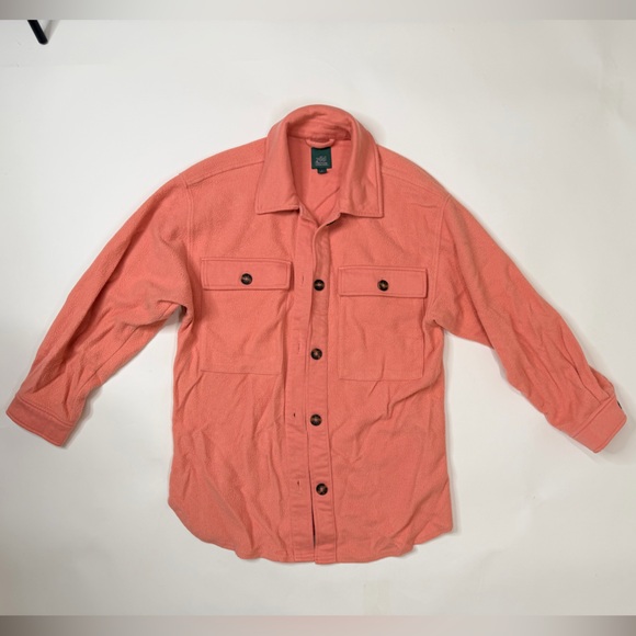 Pink Shacket Brushed Oversized Long Sleeve Button Down Shirt Jacket Fleece Plaid - Picture 4 of 17